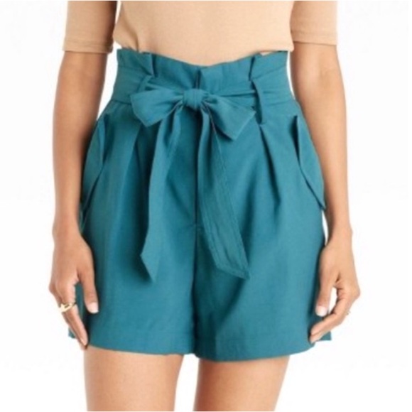 a new day Pants - A New Day Teal Paperbag Waist Belted Shorts | High Rise Size 4